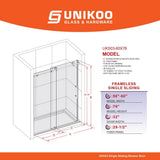 UNIKOO UKS03 60 in. W x 76 in. H Sliding Frameless Shower Door in Satin Brass with Enduro Shield 5/16 in. SGCC Clear Glass