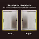 UNIKOO UKS03 60 in. W x 76 in. H Sliding Frameless Shower Door in Satin Brass with Enduro Shield 5/16 in. SGCC Clear Glass