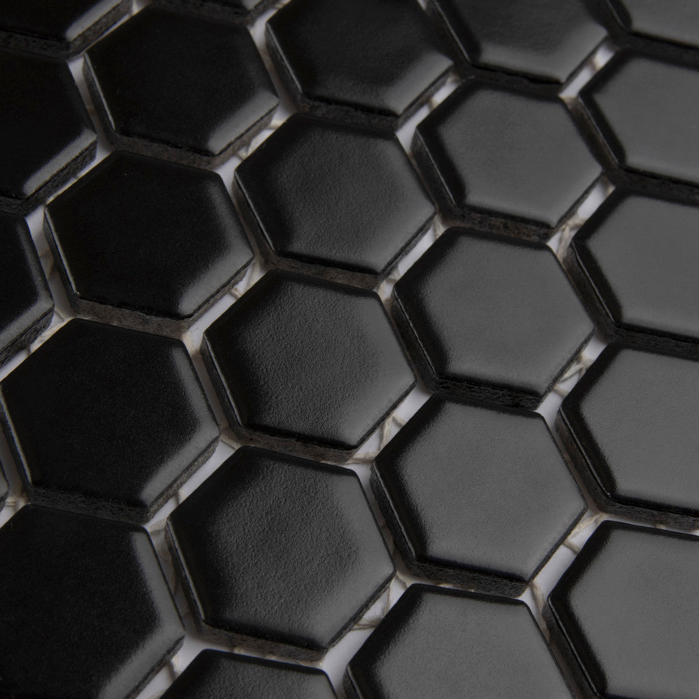 Merola Tile Metro Hex Matte Black 10-1/4 in. x 11-7/8 in. x 5 mm Porcelain Mosaic Tile (8.65 sq. ft. / Case)