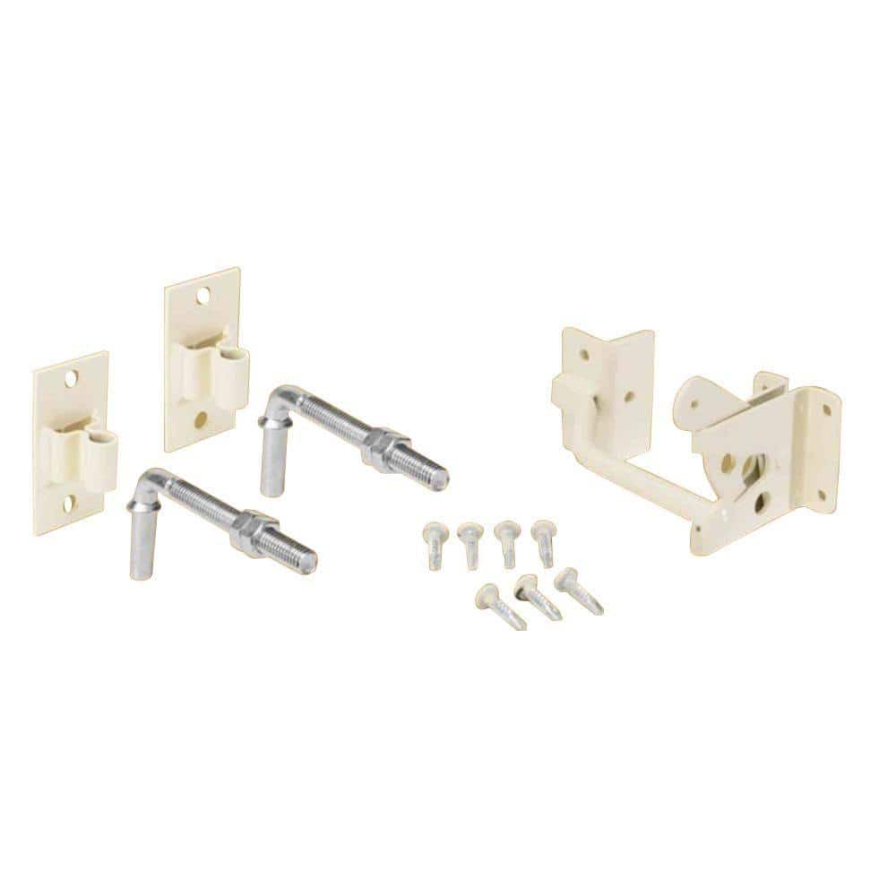 US Door and Fence Navajo White Steel Flat Wall Fence Gate Hardware Kit