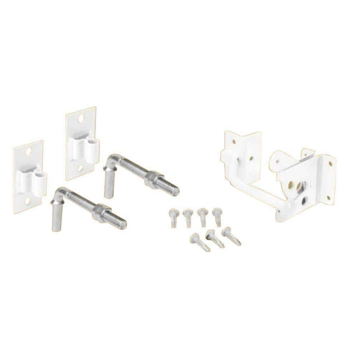 US Door and Fence White Steel Flat Wall Fence Gate Hardware Kit