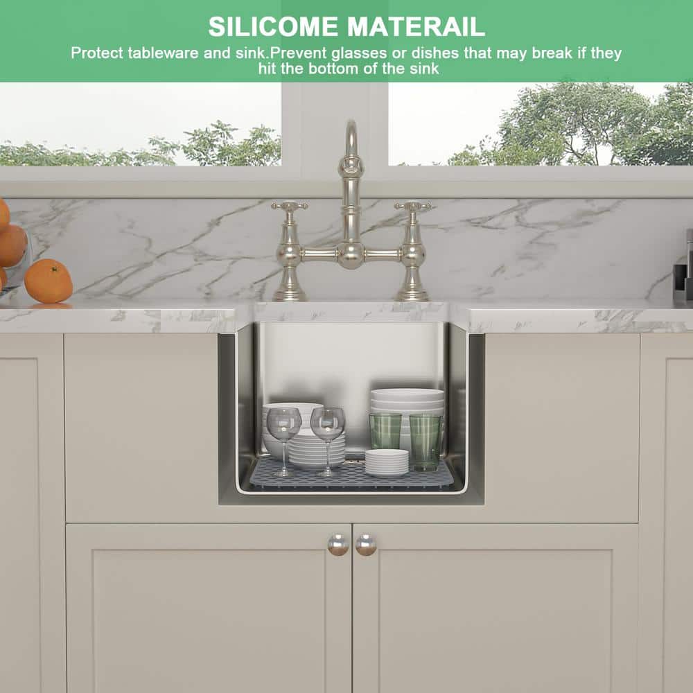 Unbranded 14x11 Silicone Kitchen Sink Bottom Grid in Gray