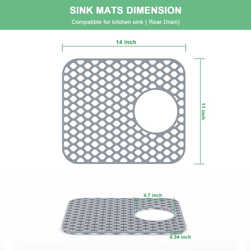 Unbranded 14x11 Silicone Kitchen Sink Bottom Grid in Gray