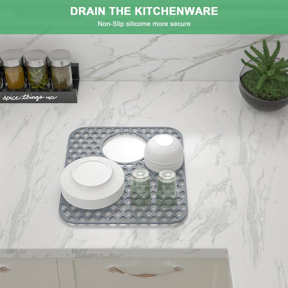 Unbranded 14x11 Silicone Kitchen Sink Bottom Grid in Gray