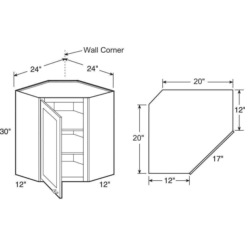 MILL'S PRIDE Richmond Valencia Blue Plywood Shaker Ready to Assemble Corner Kitchen Cabinet Soft Close 20 in W x 12 in D x 30 in H