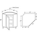 MILL'S PRIDE Richmond Valencia Blue Plywood Shaker Ready to Assemble Corner Kitchen Cabinet Soft Close 20 in W x 12 in D x 30 in H