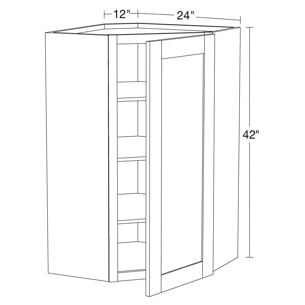 MILL'S PRIDE Richmond Valencia Blue Plywood Shaker Ready to Assemble Corner Kitchen Cabinet Soft Close 24 in W x 12 in D x 42 in H