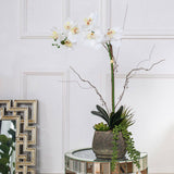 Vanity Art 23. 23 in. H Artificial Phalaenopsis Orchid Floral Arrangement in Decorative Cement in Pot