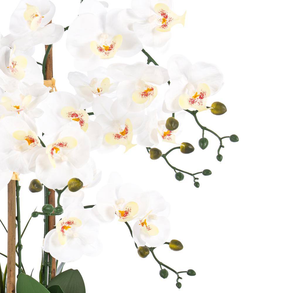 Vanity Art 27.95 in. H Phalaenopsis Orchids Floral Arrangement in Bamboo Woven Pot