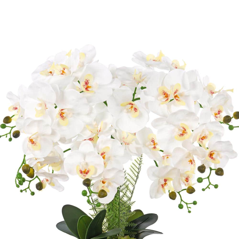 Vanity Art 26.77 in. H Artificial Orchid Floral Arrangement in Gold-plated Ceramics Vase