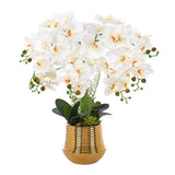 Vanity Art 26.77 in. H Artificial Orchid Floral Arrangement in Gold-plated Ceramics Vase