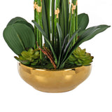 Vanity Art 23.62 in. H Artificial Orchid Arrangement in Gold-Plated Ceramics Vase