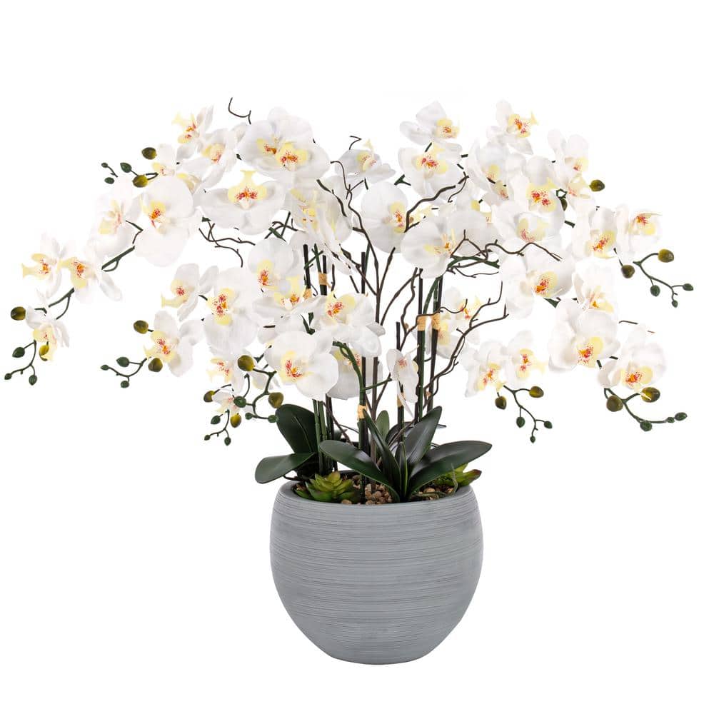 Vanity Art 36.22 in. H Artificial Phalaenopsis Orchids Floral Arrangement in Pot