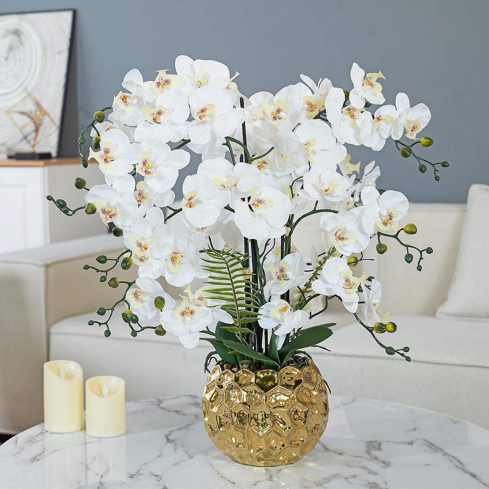 Vanity Art 29.13 in. H Artificial Orchid Floral Arrangement in Ceramics Vase