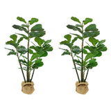 Vanity Art 47 .24 in. H Artificial Fiddle Leaf Fig Tree in Pot (Set of 2)