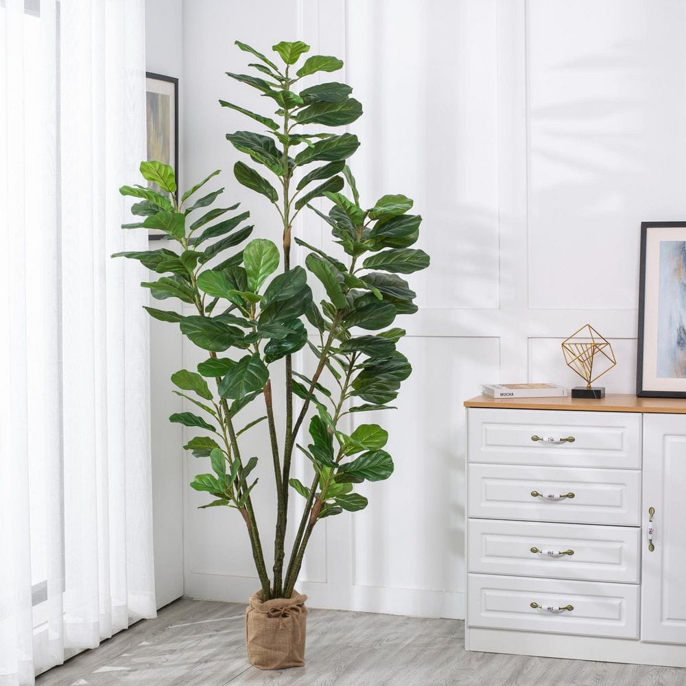 Vanity Art 82 .68 in. H Artificial Fiddle Leaf Fig Plant in Pot (Set of 2)