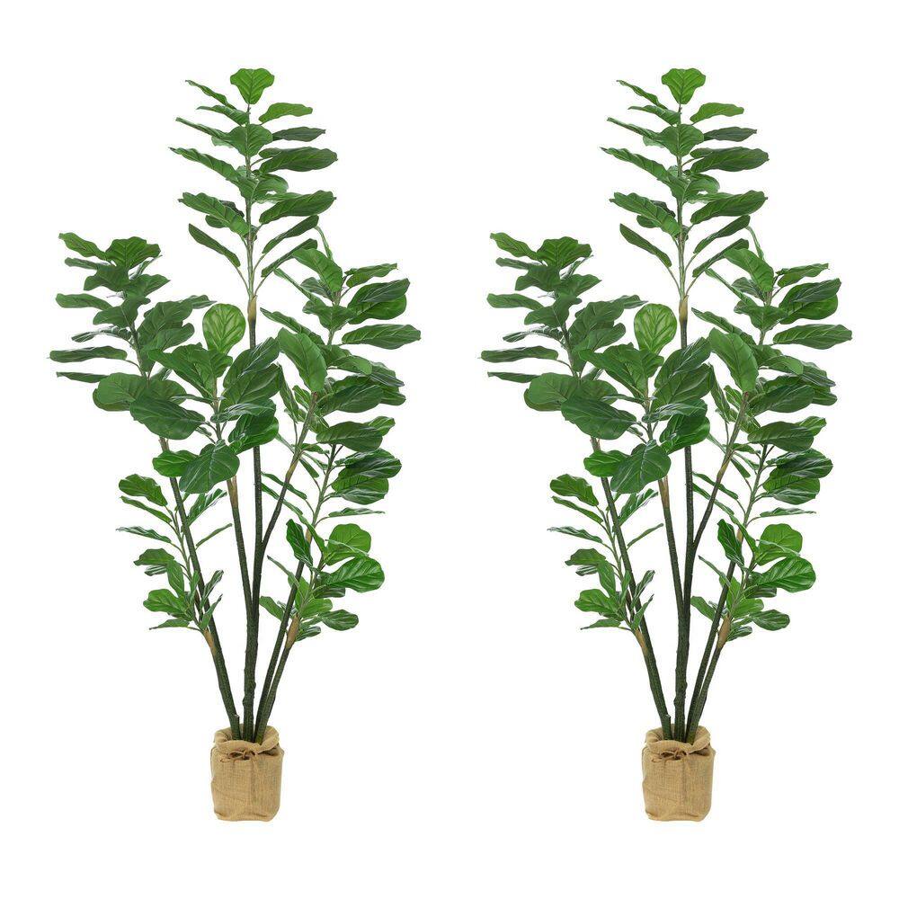 Vanity Art 82 .68 in. H Artificial Fiddle Leaf Fig Plant in Pot (Set of 2)