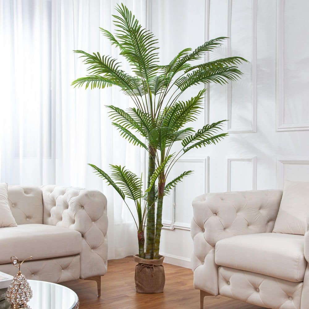 Vanity Art 85 .04 in H Artificial Palm Plant in Planter (Set of 2)