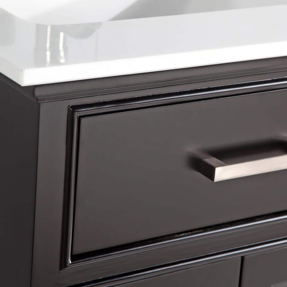 Vanity Art Genoa 24 in. W x 22 in. D x 36 in. H Bath Vanity in Espresso with Engineered Marble Top in White with Basin and Mirror