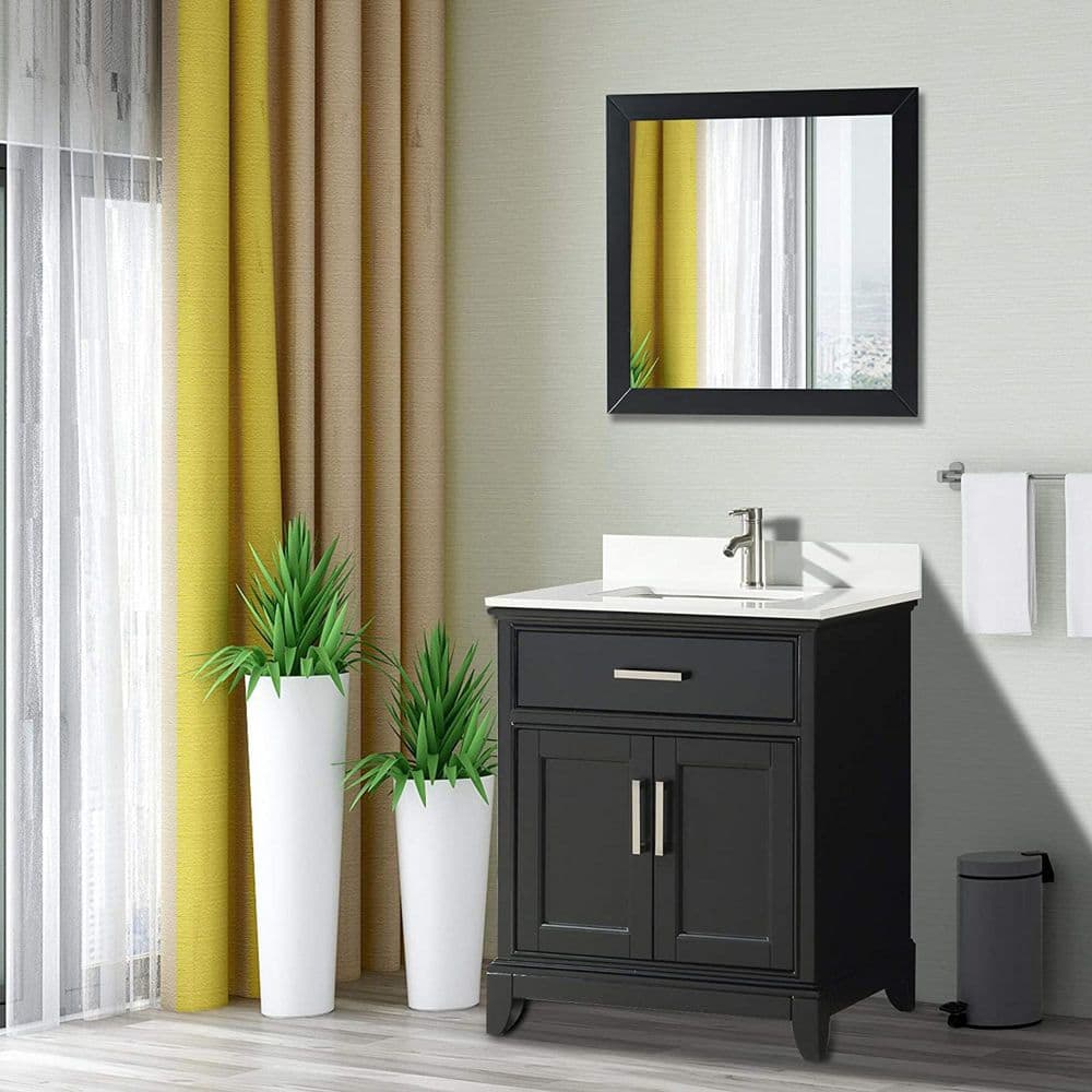 Vanity Art Genoa 24 in. W x 22 in. D x 36 in. H Bath Vanity in Espresso with Engineered Marble Top in White with Basin and Mirror