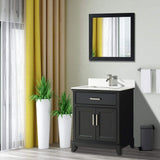 Vanity Art Genoa 24 in. W x 22 in. D x 36 in. H Bath Vanity in Espresso with Engineered Marble Top in White with Basin and Mirror