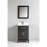 Vanity Art Genoa 24 in. W x 22 in. D x 36 in. H Bath Vanity in Espresso with Engineered Marble Top in White with Basin and Mirror