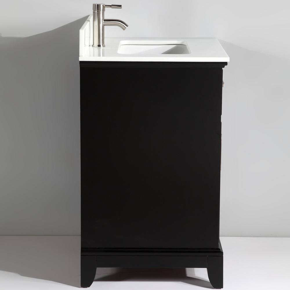 Vanity Art Genoa 24 in. W x 22 in. D x 36 in. H Bath Vanity in Espresso with Engineered Marble Top in White with Basin and Mirror