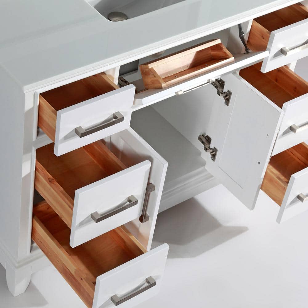 Vanity Art Genoa 48 in. W x 22 in. D x 36 in. H Bath Vanity in White with Engineered Marble Top in White with Basin and Mirror
