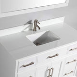 Vanity Art Genoa 48 in. W x 22 in. D x 36 in. H Bath Vanity in White with Engineered Marble Top in White with Basin and Mirror