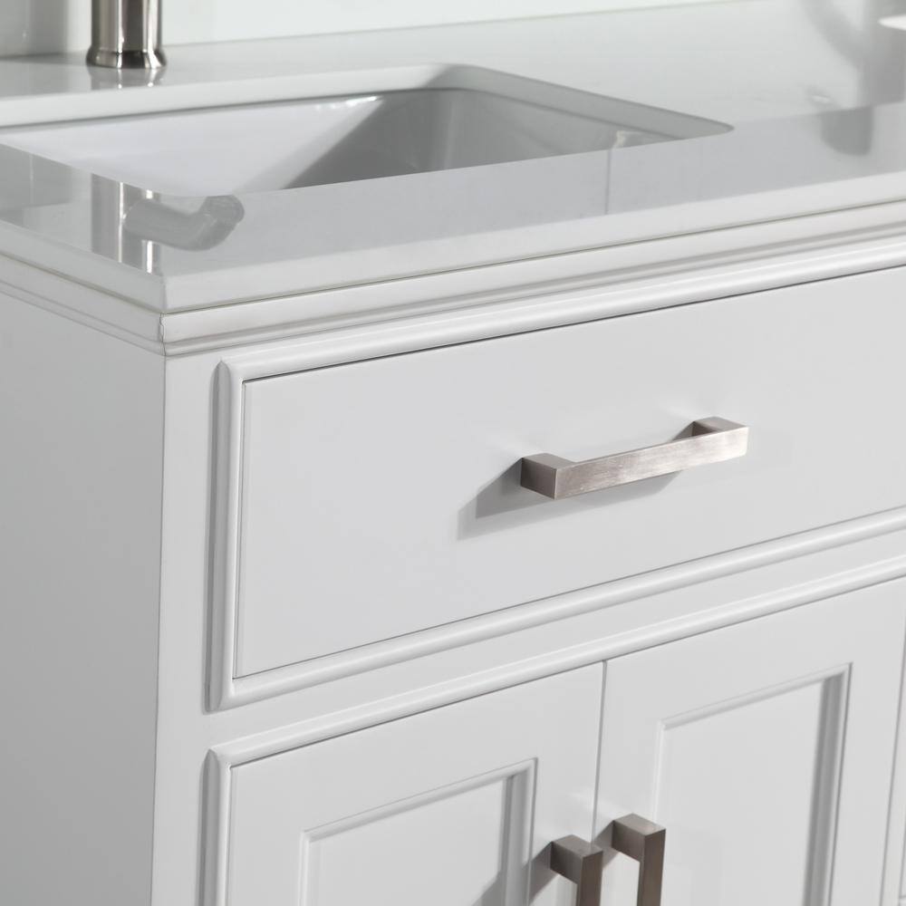 Vanity Art Genoa 60 in. W x 22 in. D x 36 in. H Bath Vanity in White with Engineered Marble Top in White with Basin and Mirror