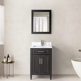 Vanity Art Savona 24 in. W x 22 in. D x 36 in. H Bath Vanity in Grey with Vanity Top in White with White Basin and Mirror