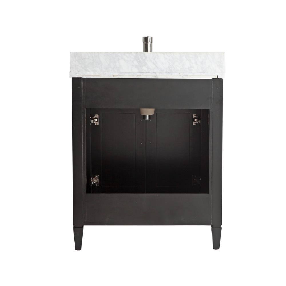 Vanity Art Savona 30 in. W x 22 in. D x 36 in. H Bath Vanity in Espresso with White Marble Top, White Basin, and Mirror