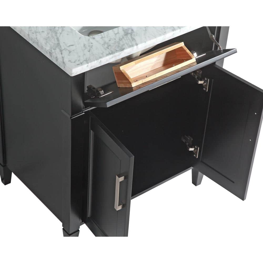Vanity Art Savona 30 in. W x 22 in. D x 36 in. H Bath Vanity in Espresso with White Marble Top, White Basin, and Mirror