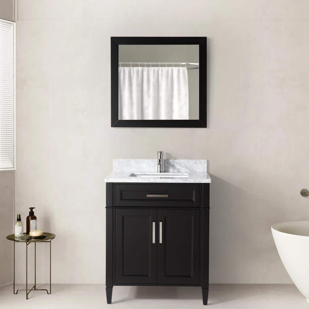 Vanity Art Savona 30 in. W x 22 in. D x 36 in. H Bath Vanity in Espresso with White Marble Top, White Basin, and Mirror
