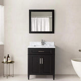Vanity Art Savona 30 in. W x 22 in. D x 36 in. H Bath Vanity in Espresso with White Marble Top, White Basin, and Mirror