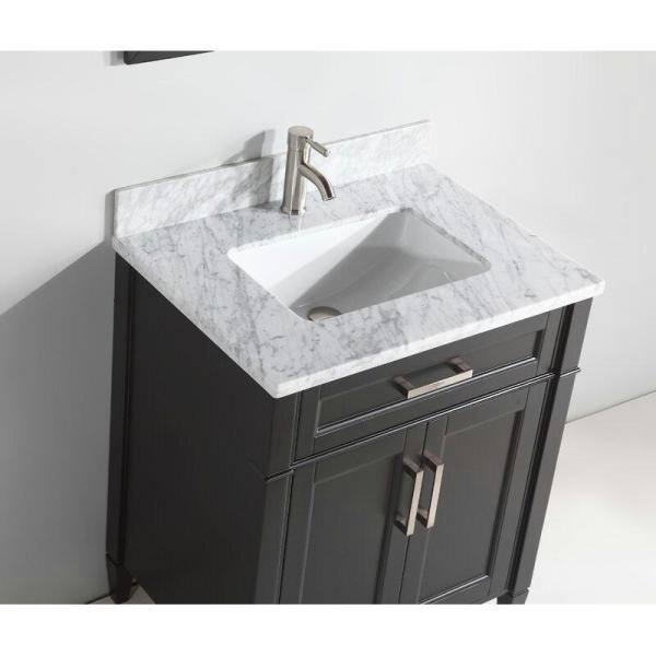 Vanity Art Savona 30 in. W x 22 in. D x 36 in. H Bath Vanity in Espresso with White Marble Top, White Basin, and Mirror