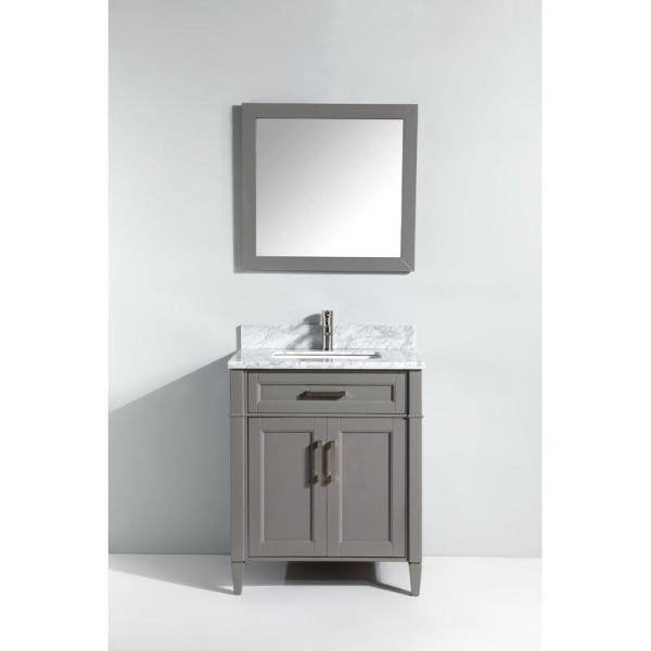 Vanity Art Savona 30 in. W x 22 in. D x 36 in. H Bath Vanity in Grey with Vanity Top in White with White Basin and Mirror