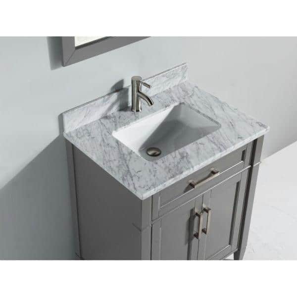 Vanity Art Savona 30 in. W x 22 in. D x 36 in. H Bath Vanity in Grey with Vanity Top in White with White Basin and Mirror