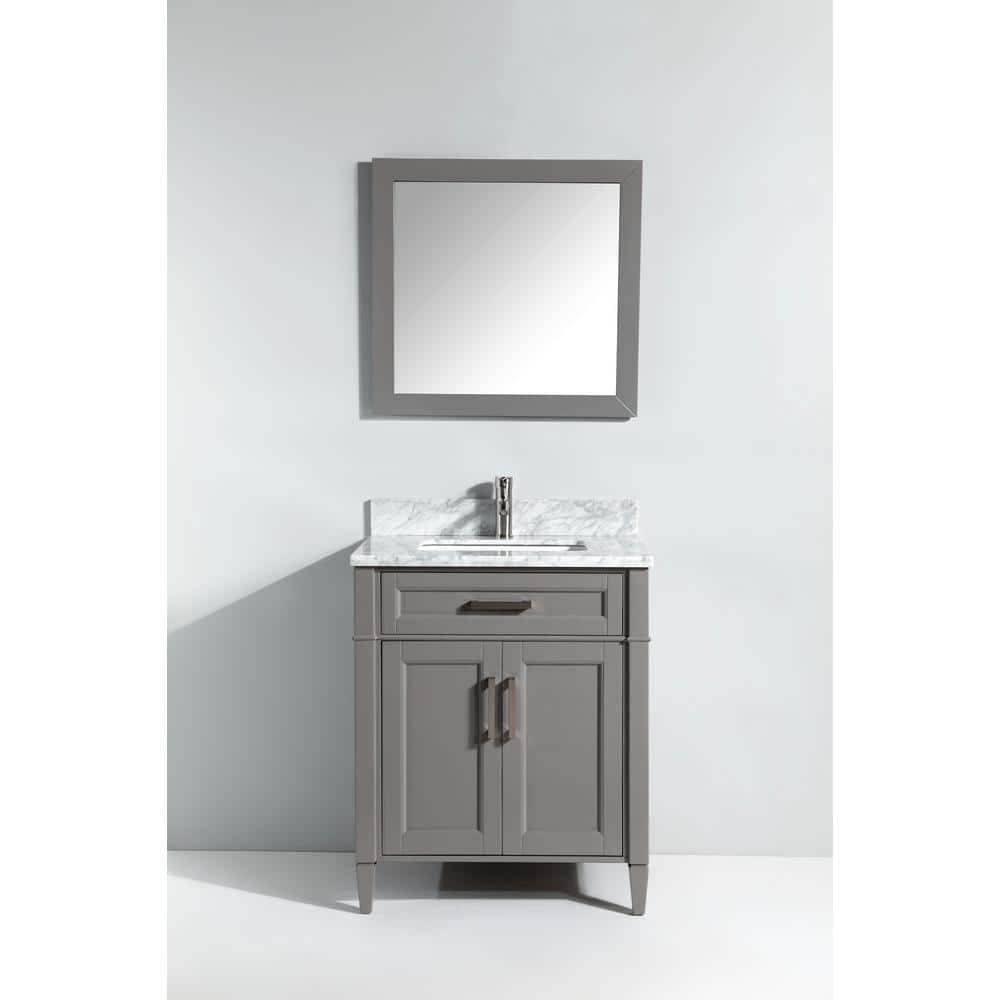 Vanity Art Savona 30 in. W x 22 in. D x 36 in. H Bath Vanity in Grey with Vanity Top in White with White Basin and Mirror