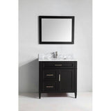 Vanity Art 36 in. W x 22 in. D x 36 in. H Vanity in Espresso with Single Basin Vanity Top in White and Grey Marble and Mirror