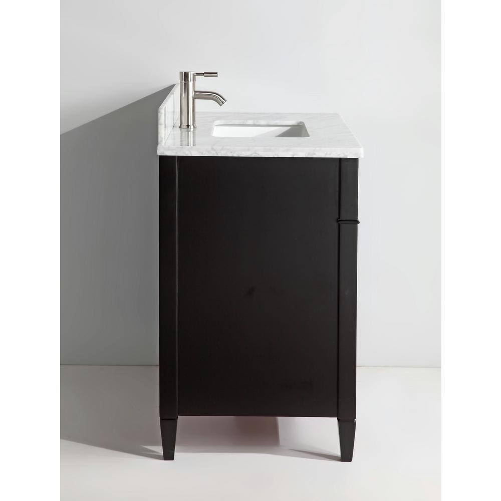 Vanity Art 36 in. W x 22 in. D x 36 in. H Vanity in Espresso with Single Basin Vanity Top in White and Grey Marble and Mirror