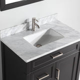 Vanity Art 36 in. W x 22 in. D x 36 in. H Vanity in Espresso with Single Basin Vanity Top in White and Grey Marble and Mirror