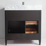 Vanity Art 36 in. W x 22 in. D x 36 in. H Vanity in Espresso with Single Basin Vanity Top in White and Grey Marble and Mirror