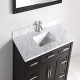 Vanity Art Savona 48 in. W x 22 in. D x 36 in. H Vanity in Espresso with Single Basin Vanity Top in White and Grey Marble and Mirror