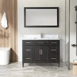 Vanity Art Savona 48 in. W x 22 in. D x 36 in. H Vanity in Espresso with Single Basin Vanity Top in White and Grey Marble and Mirror