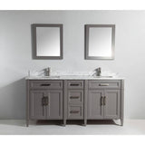 Vanity Art Savona 72 in. W x 22 in. D x 36 in. H Bath Vanity in Grey with Vanity Top in White with White Basin and Mirror