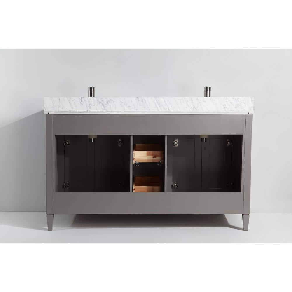 Vanity Art Savona 72 in. W x 22 in. D x 36 in. H Bath Vanity in Grey with Vanity Top in White with White Basin and Mirror