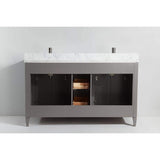 Vanity Art Savona 72 in. W x 22 in. D x 36 in. H Bath Vanity in Grey with Vanity Top in White with White Basin and Mirror