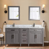 Vanity Art Savona 72 in. W x 22 in. D x 36 in. H Bath Vanity in Grey with Vanity Top in White with White Basin and Mirror