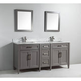 Vanity Art Savona 72 in. W x 22 in. D x 36 in. H Bath Vanity in Grey with Vanity Top in White with White Basin and Mirror